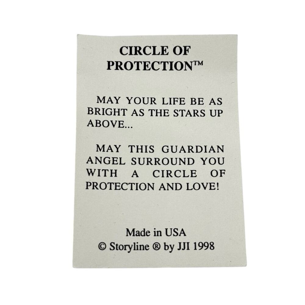 Vintage Guardian Angel Circle Of Protection Gold Tone Lapel Pin Estate Jewelry - Picture 4 of 4